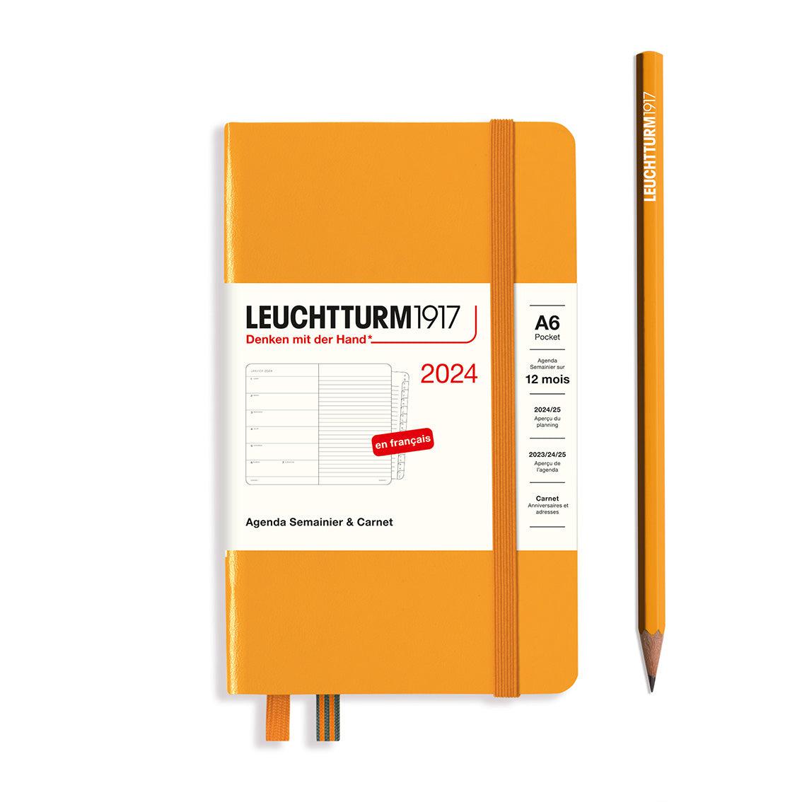 LCHT A6 Agenda Semainier & Carnet de Notes Rigide - Français-Agenda-Leuchtturm 1917-2024-Rising Sun-A6-Papeterie du Dôme