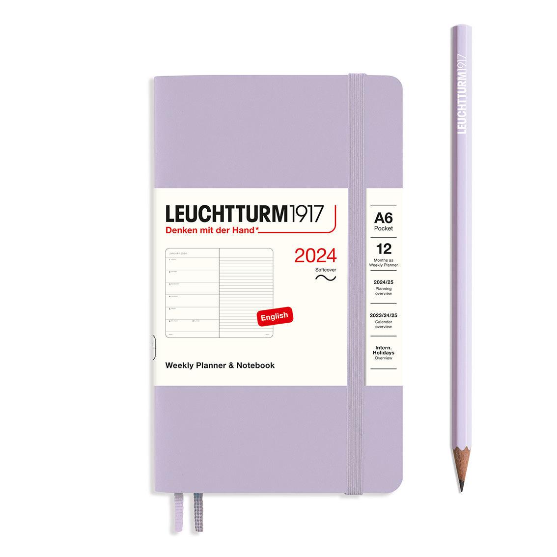 LCHT A6 Agenda Semainier & Carnet de Notes Souple - Anglais-Agenda-Leuchtturm 1917-2024-Lila-A6-Papeterie du Dôme