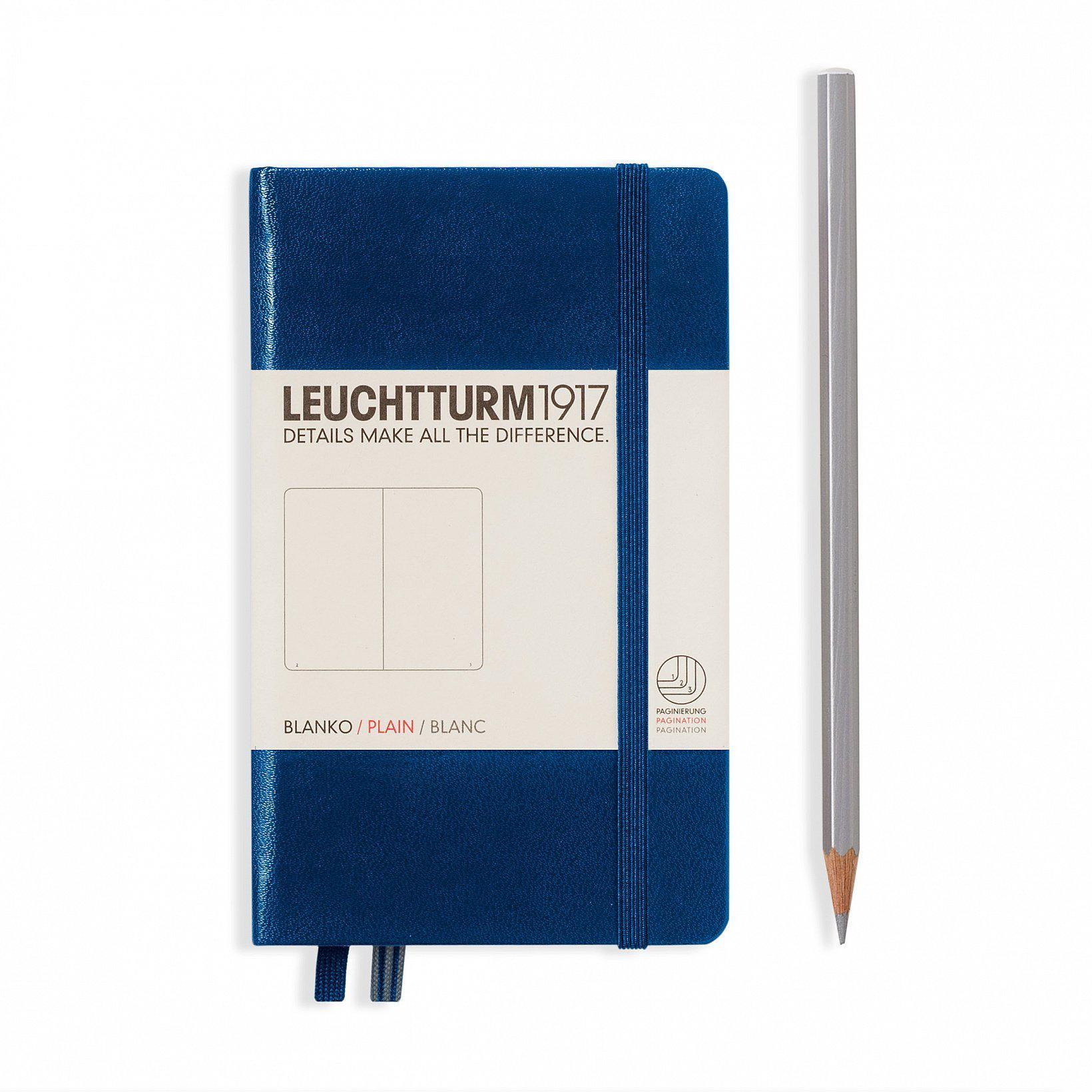 LCHT A6 Rigide Blanc-Carnet-Leuchtturm 1917-Bleu Marine-A6-Blanc-Papeterie du Dôme