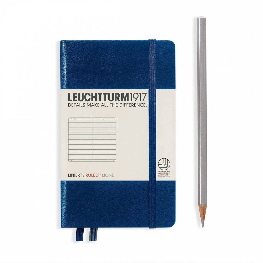 LCHT A6 Rigide Ligné-Carnet-Leuchtturm 1917-Bleu Marine-A6-Ligné-Papeterie du Dôme