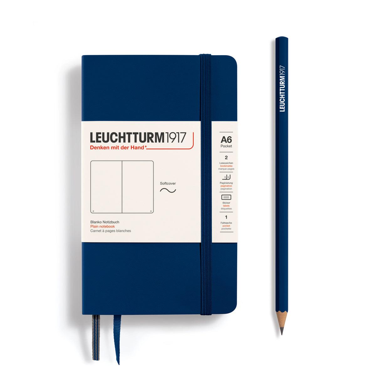 LCHT A6 Souple Blanc-Carnet-Leuchtturm 1917-Bleu Marine-A6-Blanc-Papeterie du Dôme