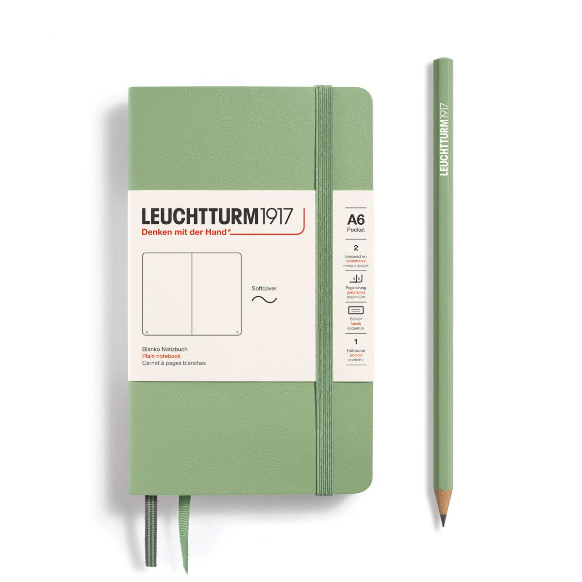 LCHT A6 Souple Blanc-Carnet-Leuchtturm 1917-Sauge-A6-Blanc-Papeterie du Dôme