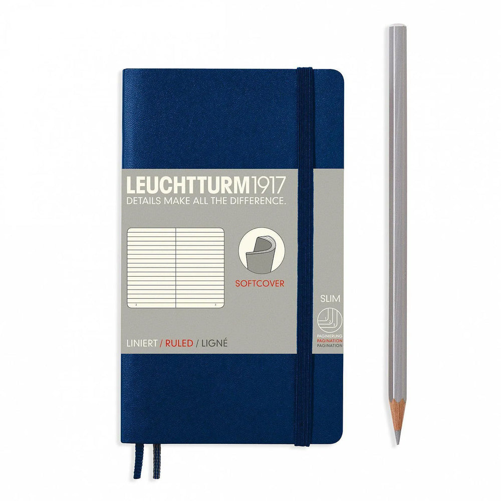 LCHT A6 Souple Ligné-Carnet-Leuchtturm 1917-Bleu Marine-A6-Ligné-Papeterie du Dôme