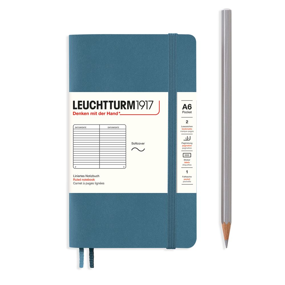 LCHT A6 Souple Ligné-Carnet-Leuchtturm 1917-Stone Blue-A6-Ligné-Papeterie du Dôme