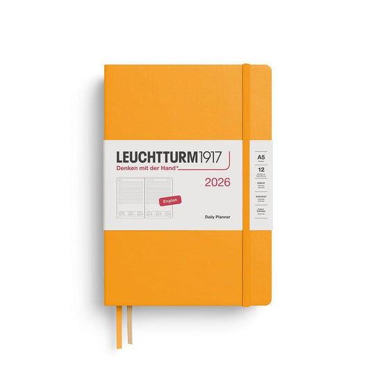 LCHT Agenda A5 Journalier Rigide - Anglais-Agenda-Leuchtturm 1917-2026-Rising sun-A5-Papeterie du Dôme
