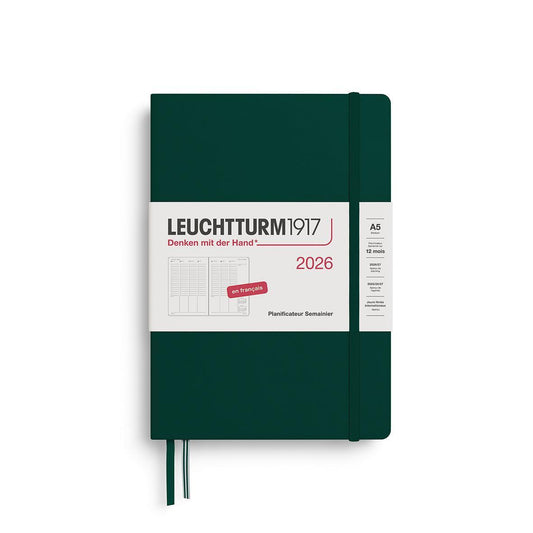 LCHT Agenda A5 Planificateur Semainier Rigide - Français-Agenda-Leuchtturm 1917-2026-Forest green-A5-Papeterie du Dôme