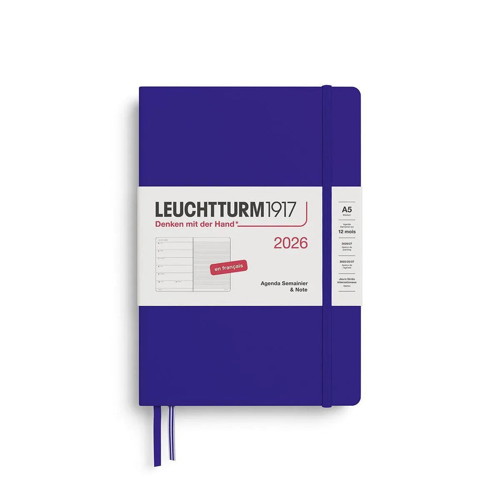 LCHT Agenda A5 Semainier & Carnet Rigide - Français-Agenda-Leuchtturm 1917-2026-Ink-A5-Papeterie du Dôme