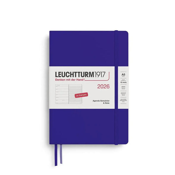LCHT Agenda A5 Semainier & Carnet Rigide - Français-Agenda-Leuchtturm 1917-2026-Ink-A5-Papeterie du Dôme