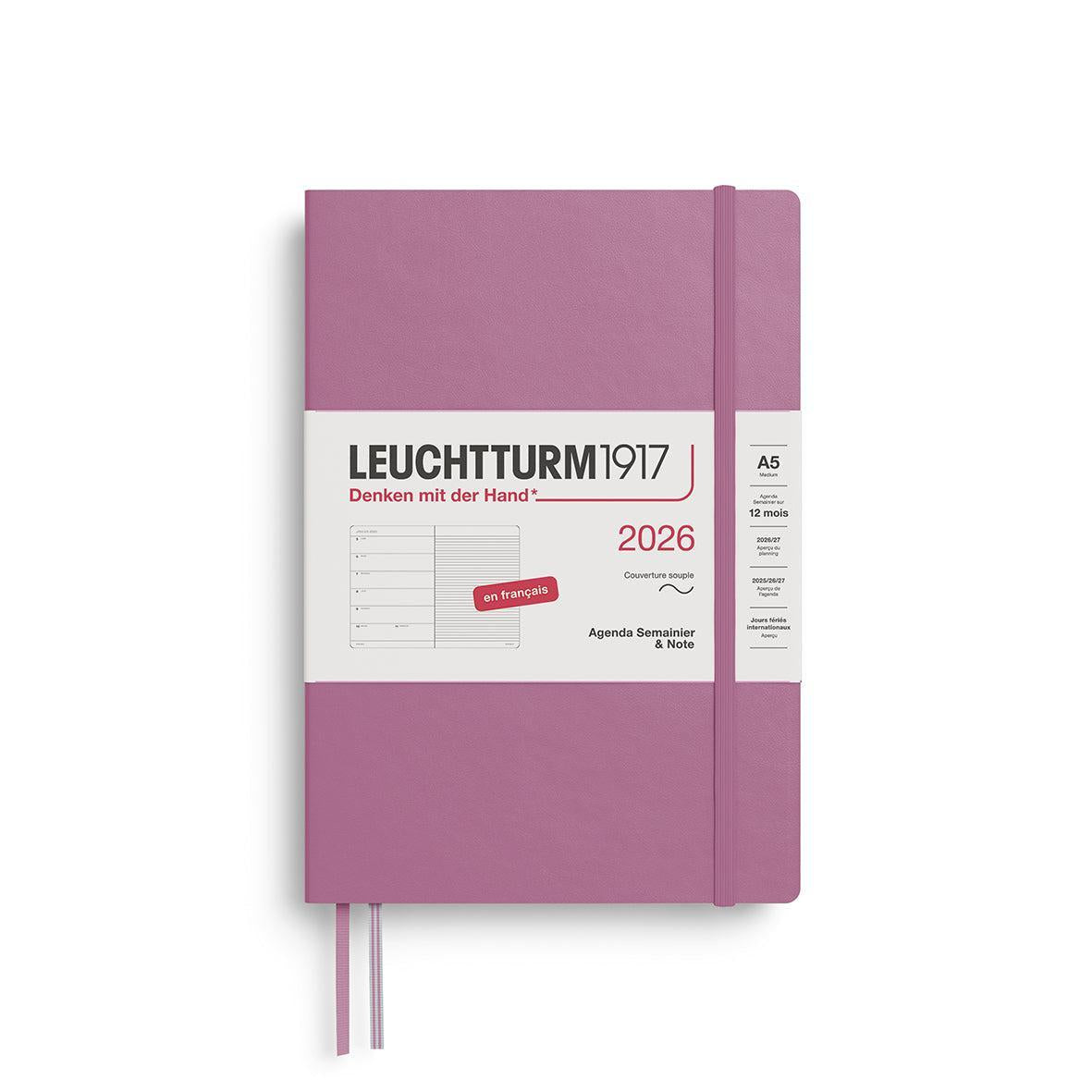 LCHT Agenda A5 Semainier & Carnet Souple - Français-Agenda-Leuchtturm 1917-2026-Dusty rose-A5-Papeterie du Dôme