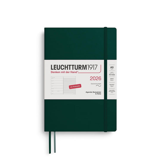 LCHT Agenda A5 Semainier & Carnet Souple - Français-Agenda-Leuchtturm 1917-2026-Forest green-A5-Papeterie du Dôme