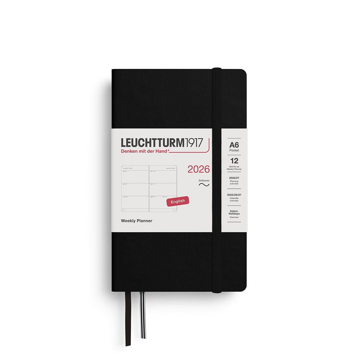 LCHT Agenda A6 Semainier Souple - Anglais-Agenda-Leuchtturm 1917-2026-Noir-A6-Papeterie du Dôme