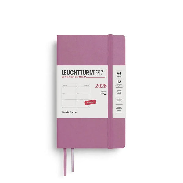 LCHT Agenda A6 Semainier Souple - Anglais-Agenda-Leuchtturm 1917-2026-Dusty rose-A6-Papeterie du Dôme