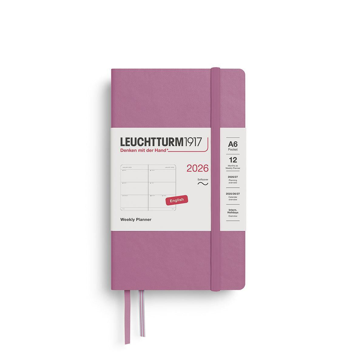 LCHT Agenda A6 Semainier Souple - Anglais-Agenda-Leuchtturm 1917-2026-Dusty rose-A6-Papeterie du Dôme
