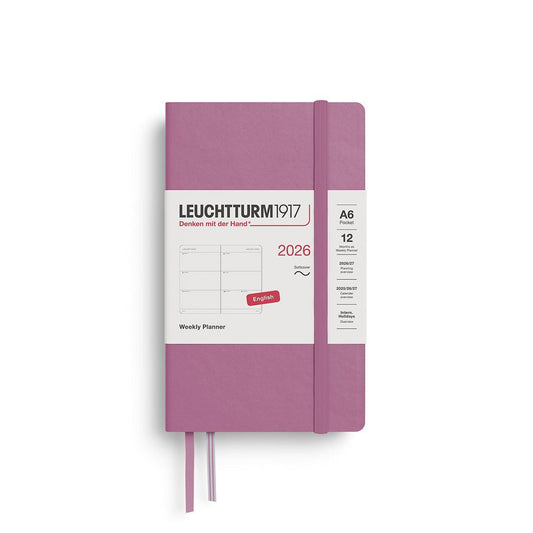 LCHT Agenda A6 Semainier Souple - Anglais-Agenda-Leuchtturm 1917-2026-Dusty rose-A6-Papeterie du Dôme