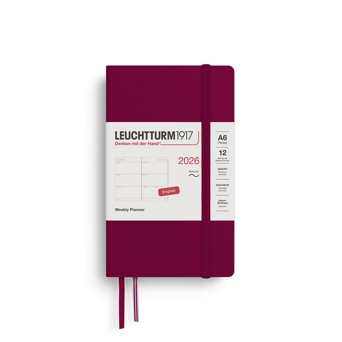 LCHT Agenda A6 Semainier Souple - Anglais-Agenda-Leuchtturm 1917-2026-Port red-A6-Papeterie du Dôme