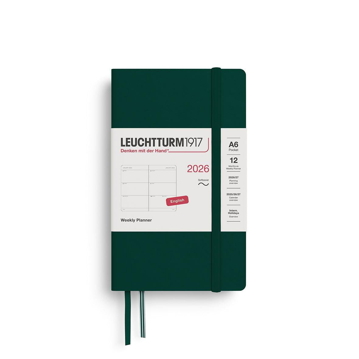 LCHT Agenda A6 Semainier Souple - Anglais-Agenda-Leuchtturm 1917-2026-Forest green-A6-Papeterie du Dôme
