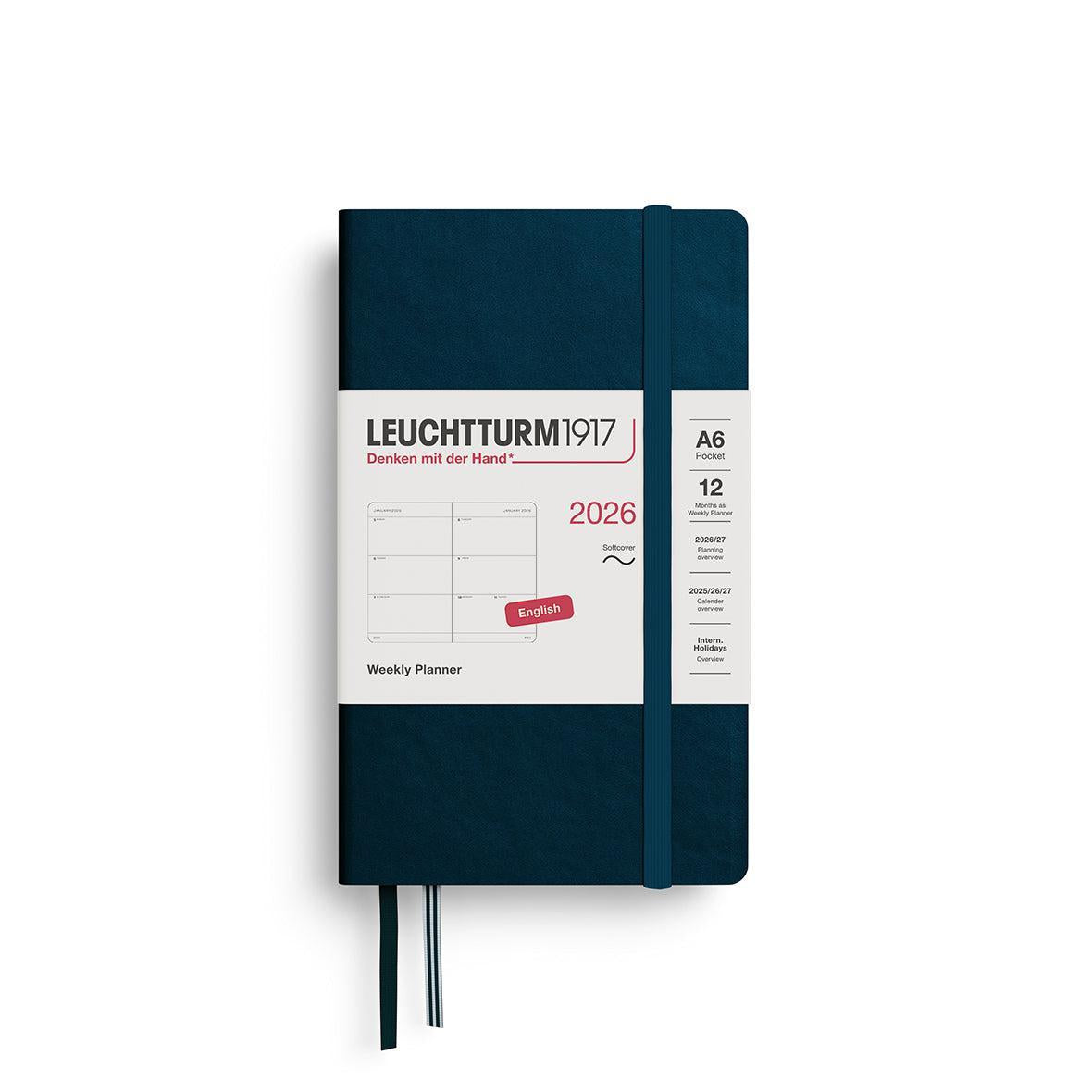 LCHT Agenda A6 Semainier Souple - Anglais-Agenda-Leuchtturm 1917-2026-Deep sea-A6-Papeterie du Dôme