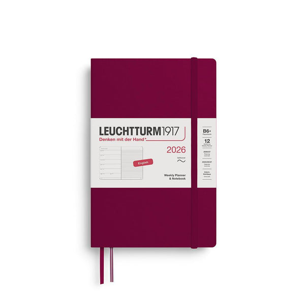 LCHT Agenda B6+ Semainier & Carnet Ligné Souple - Anglais-Agenda-Leuchtturm 1917-2026-Port red-B6+-Papeterie du Dôme
