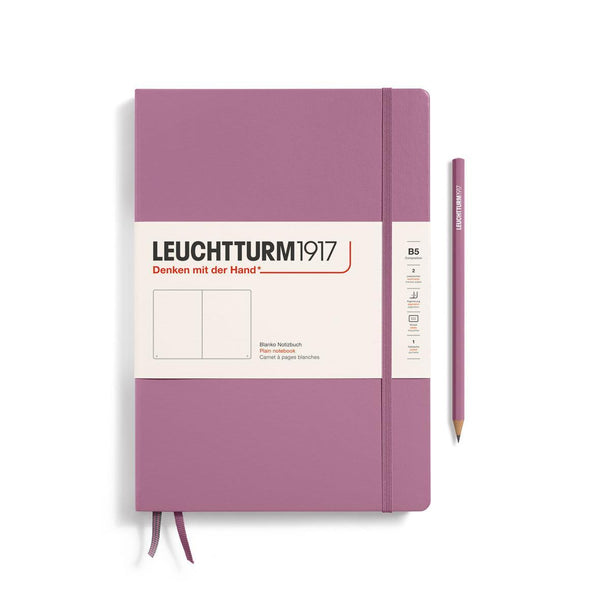 LCHT B5 Rigide-Carnet-Leuchtturm 1917-B5-Dusty Rose-Blanc-Papeterie du Dôme