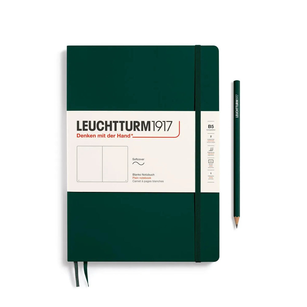 LCHT B5 Souple Blanc-Carnet-Leuchtturm 1917-Forest green-B5-Blanc-Papeterie du Dôme
