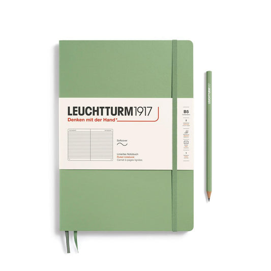 LCHT B5 Souple Ligné-Carnet-Leuchtturm 1917-B5-Ligné-Sauge-Papeterie du Dôme