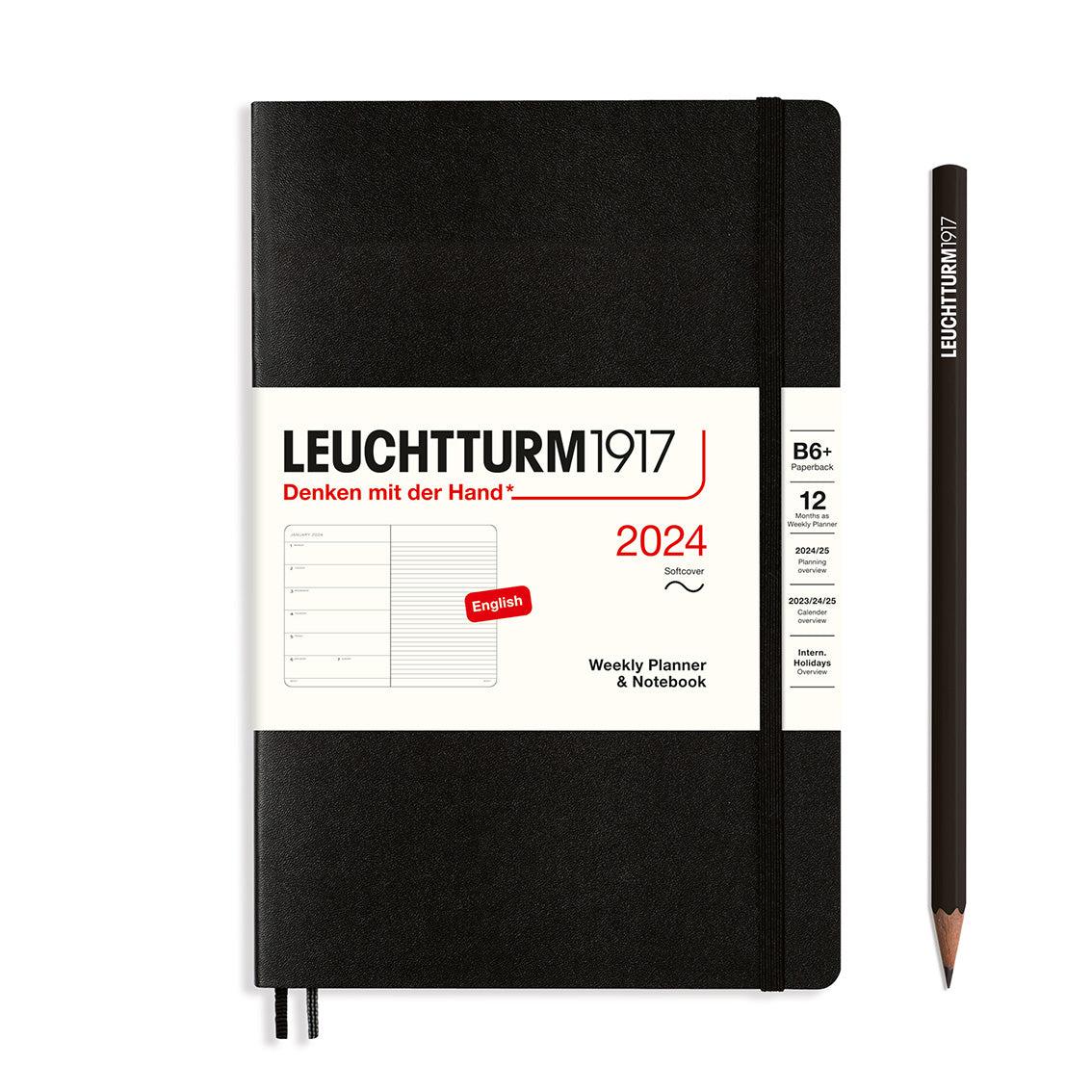 LCHT B6+ Agenda Semainier & Carnet Souple - Anglais-Agenda-Leuchtturm 1917-2024-Noir-B6+-Papeterie du Dôme