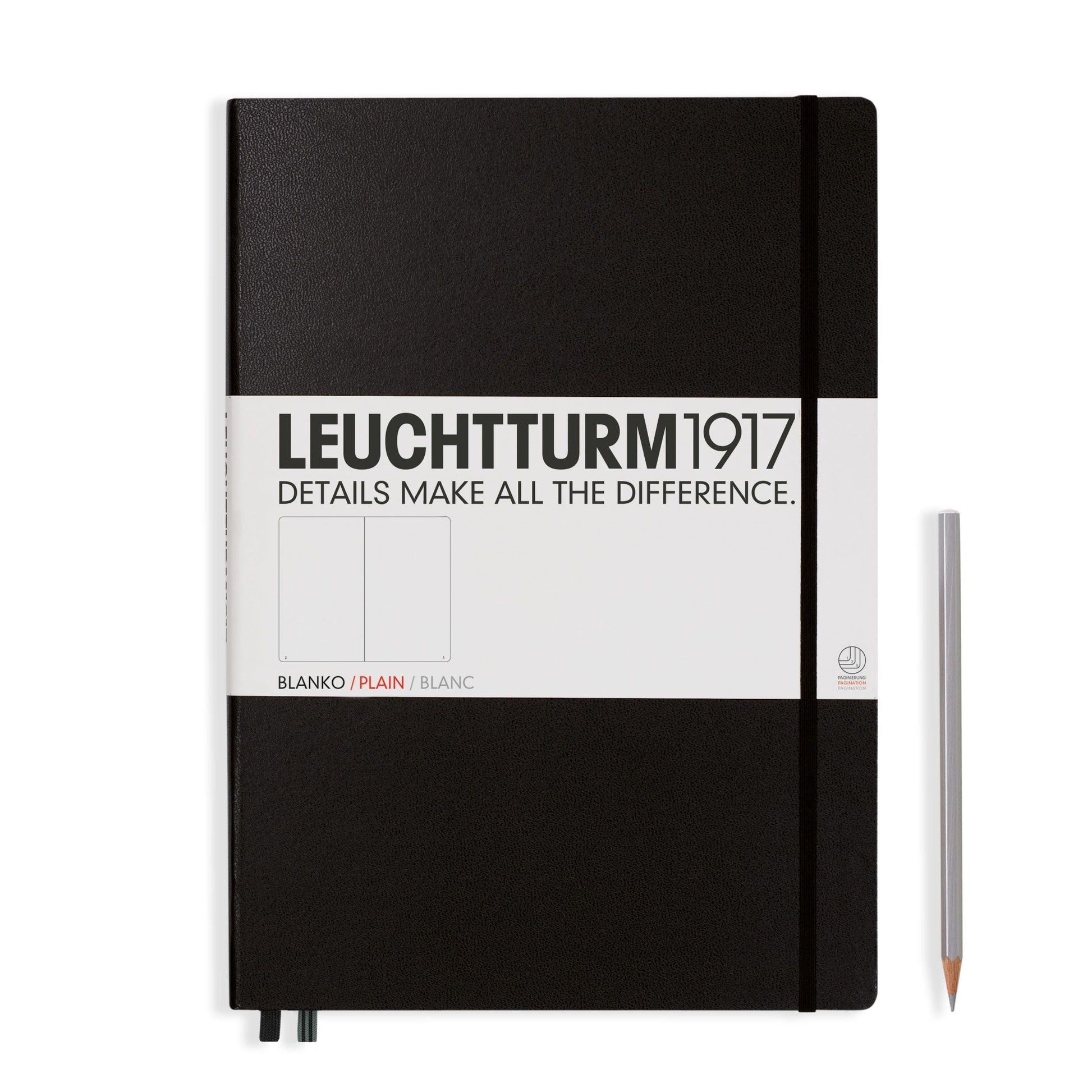 LCHT Carnet A4+ Master Rigide Blanc-Carnet-Leuchtturm 1917-Noir-A4+-Blanc-Papeterie du Dôme