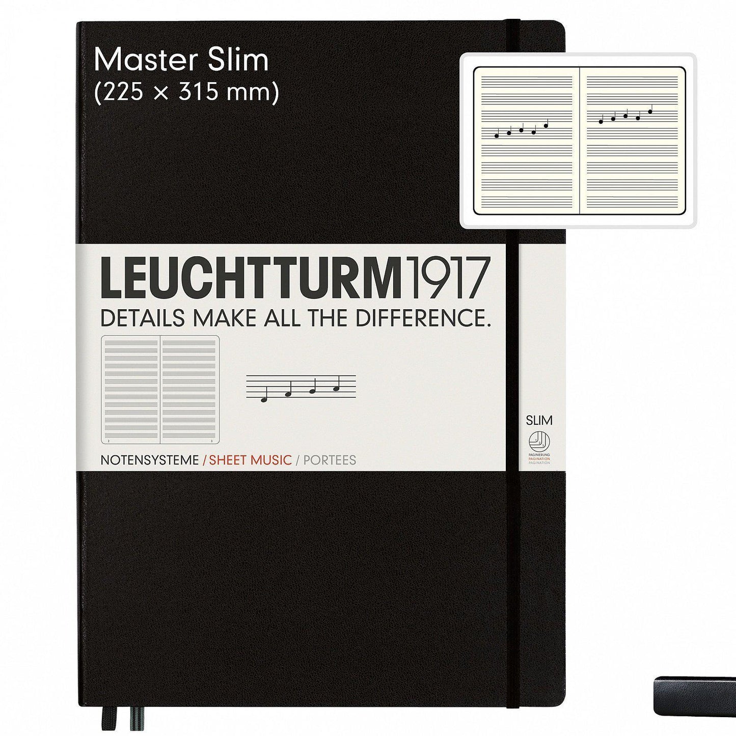 LCHT Carnet A4+ Master Slim Music-Carnet-Leuchtturm 1917-Noir-A4+-Musicale-Papeterie du Dôme