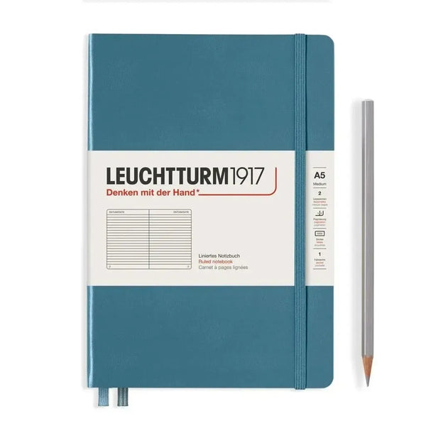 LCHT Carnet A5 Rigide Ligné-Carnet-Leuchtturm 1917-Bleu Pierre-A5-Ligné-Papeterie du Dôme
