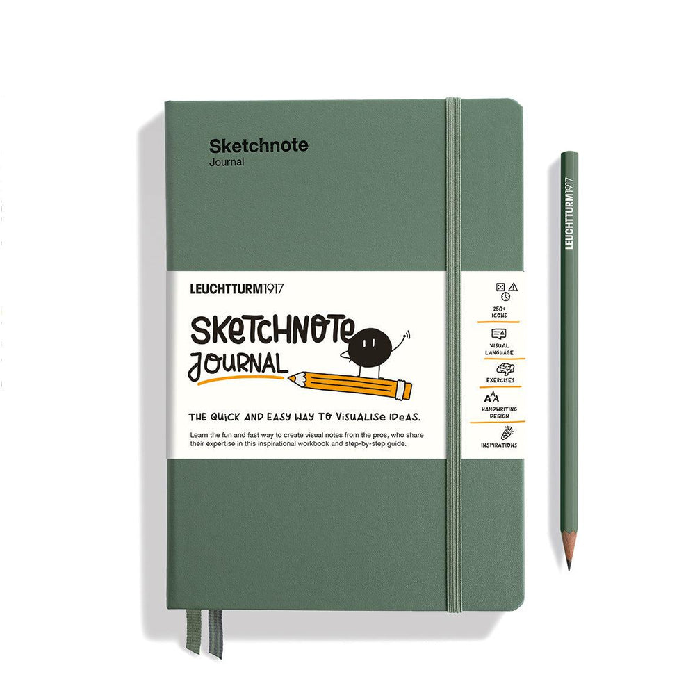 LCHT Carnet A5 Rigide Sketchnote Journal Anglais-Carnet-Leuchtturm 1917-Olive-A5-Dots-Papeterie du Dôme