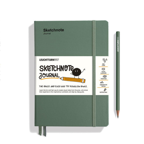 LCHT Carnet A5 Rigide Sketchnote Journal Anglais-Carnet-Leuchtturm 1917-Olive-A5-Dots-Papeterie du Dôme