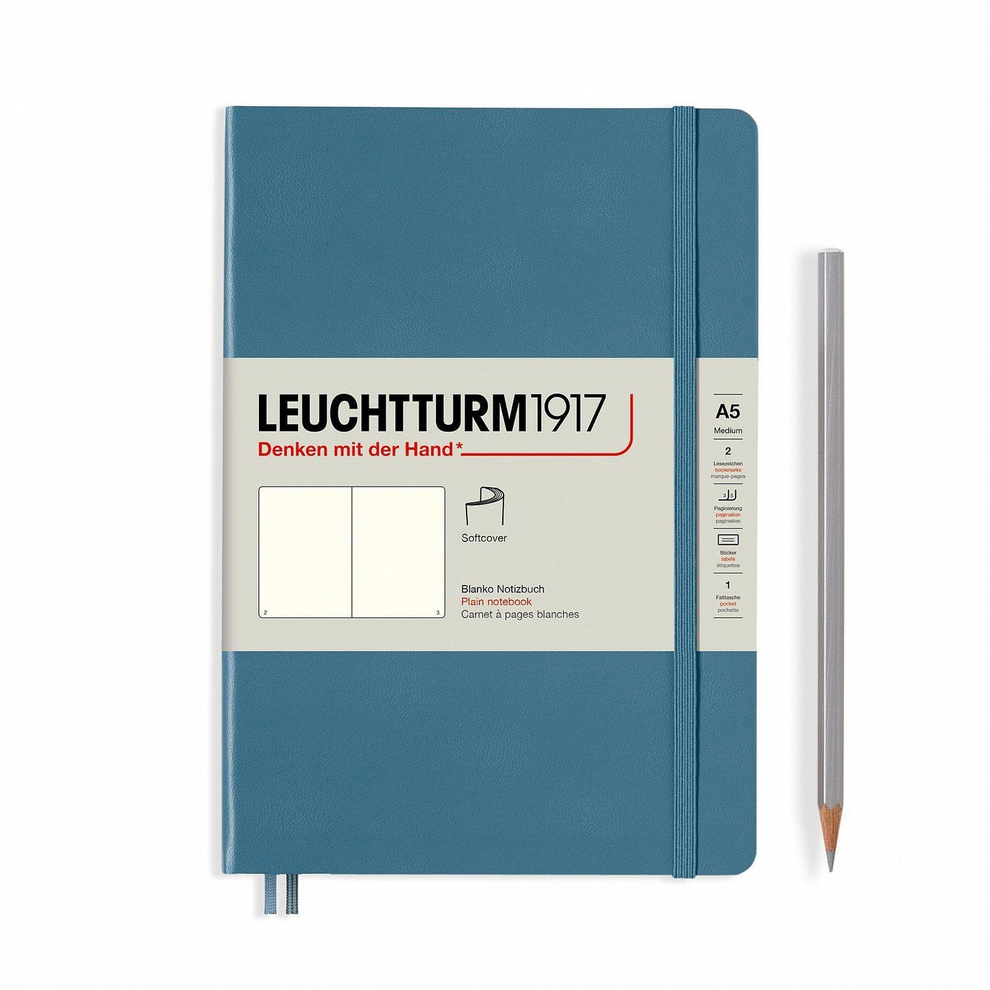 LCHT Carnet A5 Souple Blanc-Carnet-Leuchtturm 1917-Bleu Pierre-A5-Blanc-Papeterie du Dôme
