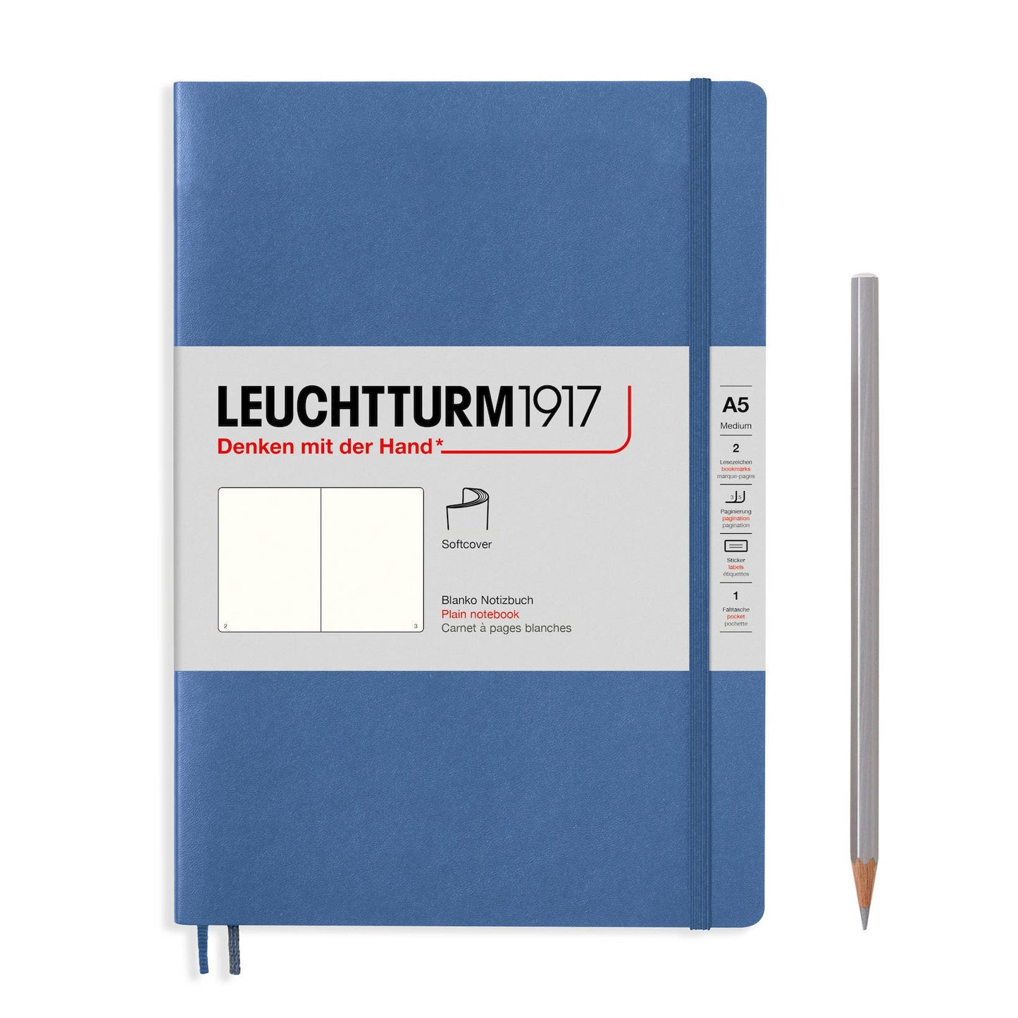LCHT Carnet A5 Souple Blanc-Carnet-Leuchtturm 1917-Denim-A5-Blanc-Papeterie du Dôme
