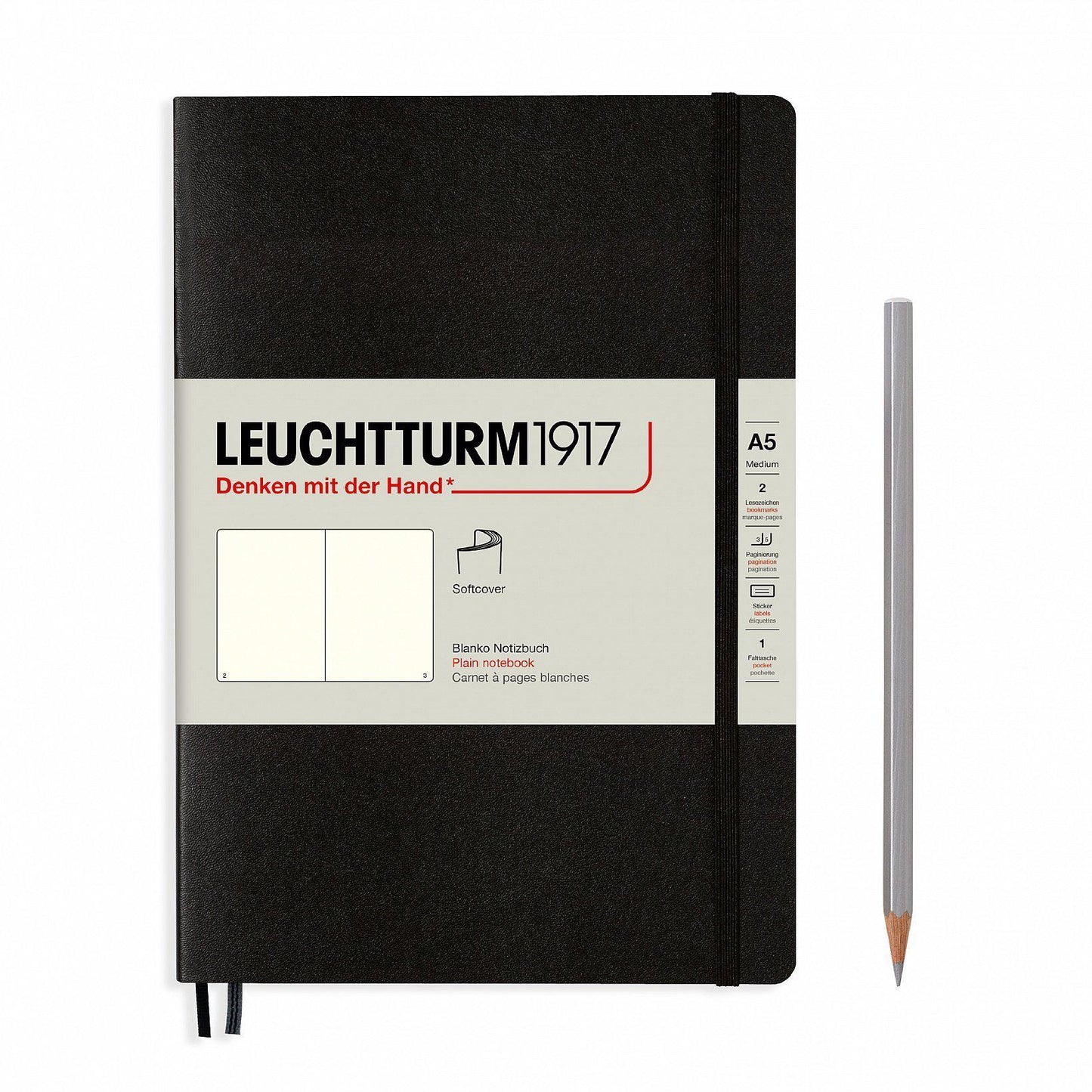 LCHT Carnet A5 Souple Blanc-Carnet-Leuchtturm 1917-Noir-A5-Blanc-Papeterie du Dôme
