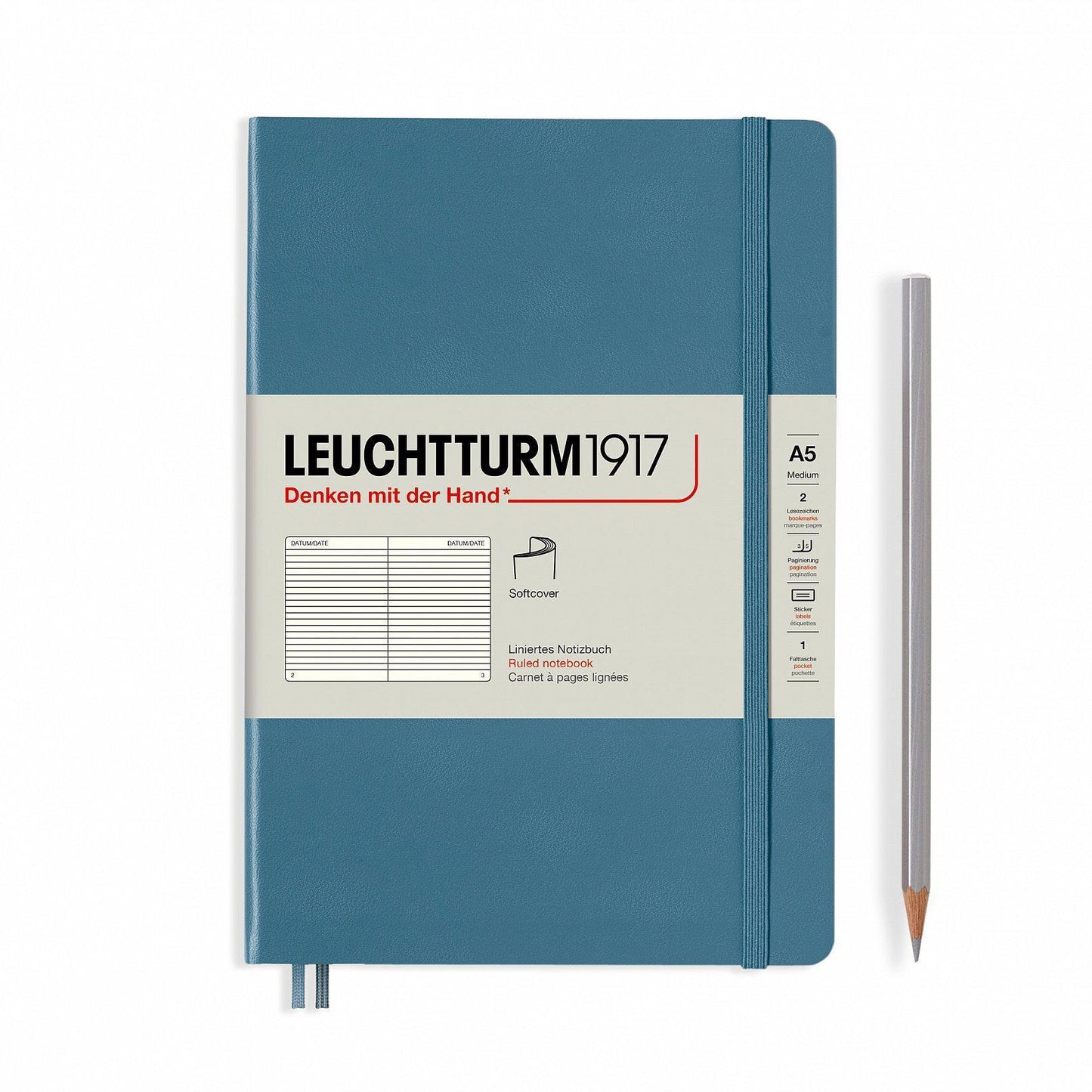LCHT Carnet A5 Souple Ligné-Carnet-Leuchtturm 1917-Bleu Pierre-A5-Ligné-Papeterie du Dôme