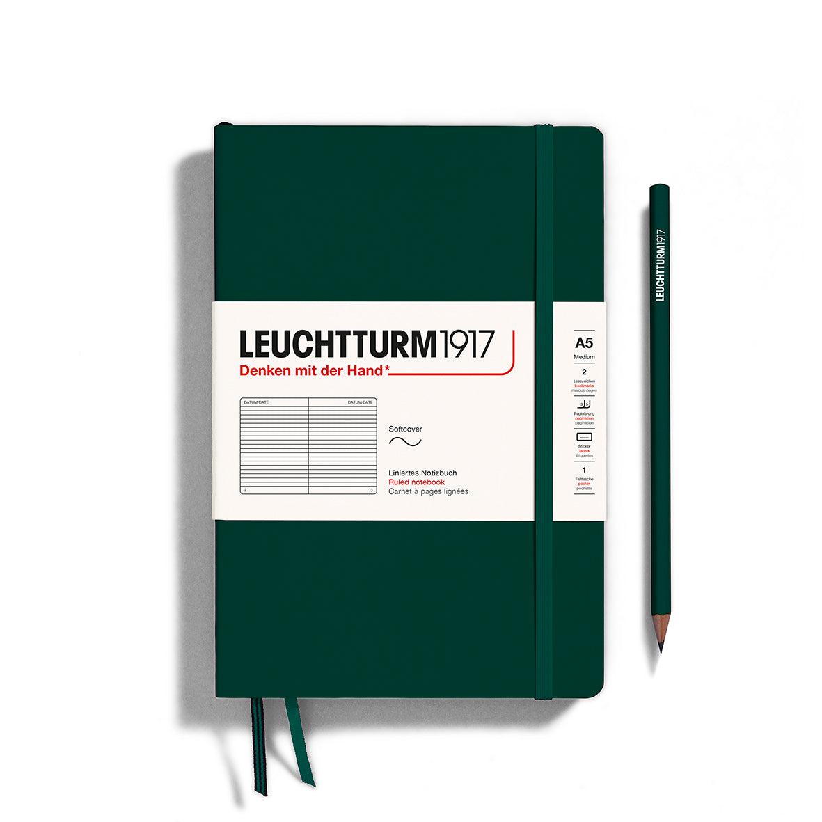 LCHT Carnet A5 Souple Ligné-Carnet-Leuchtturm 1917-Forest Green-A5-Ligné-Papeterie du Dôme