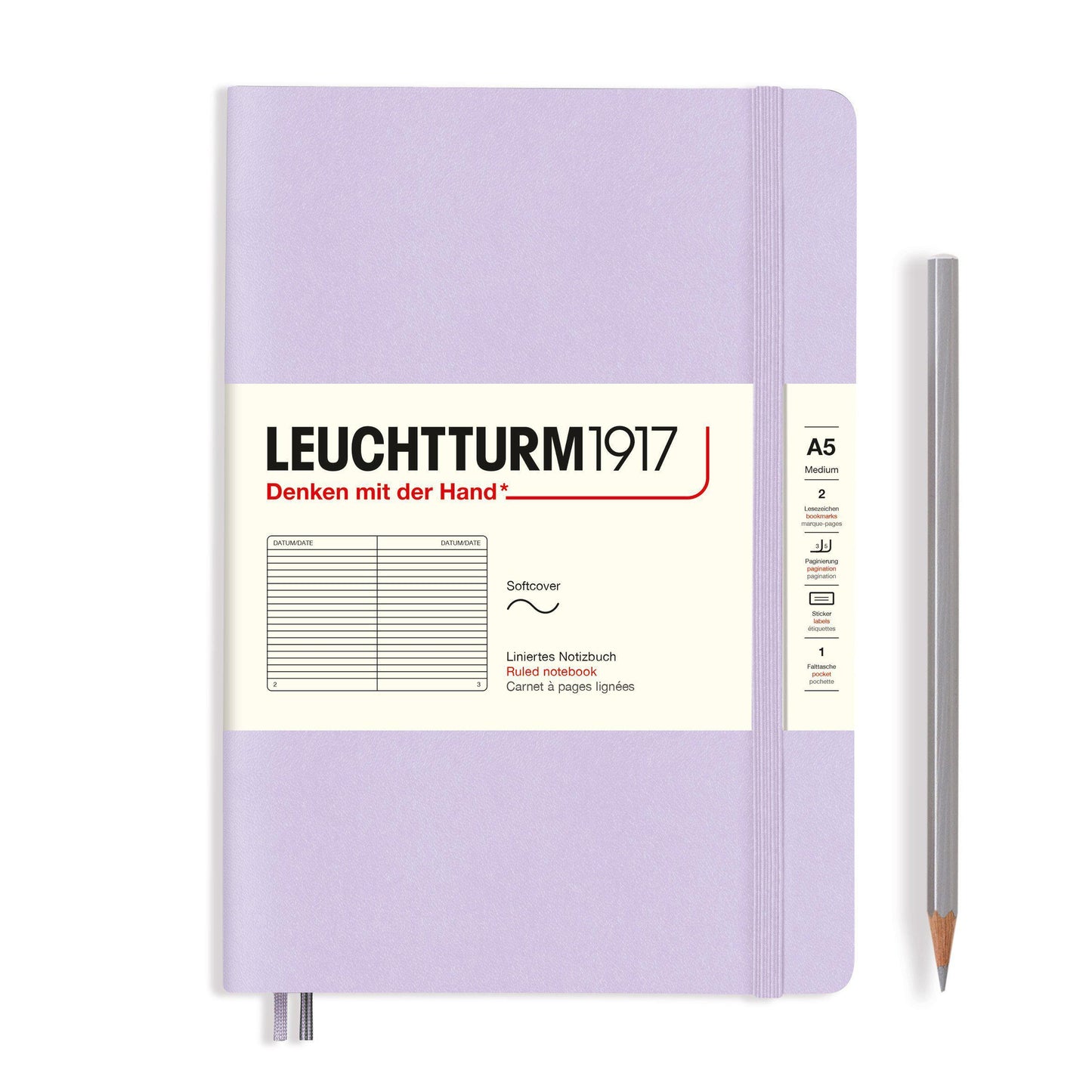 LCHT Carnet A5 Souple Ligné-Carnet-Leuchtturm 1917-Lilas-A5-Ligné-Papeterie du Dôme