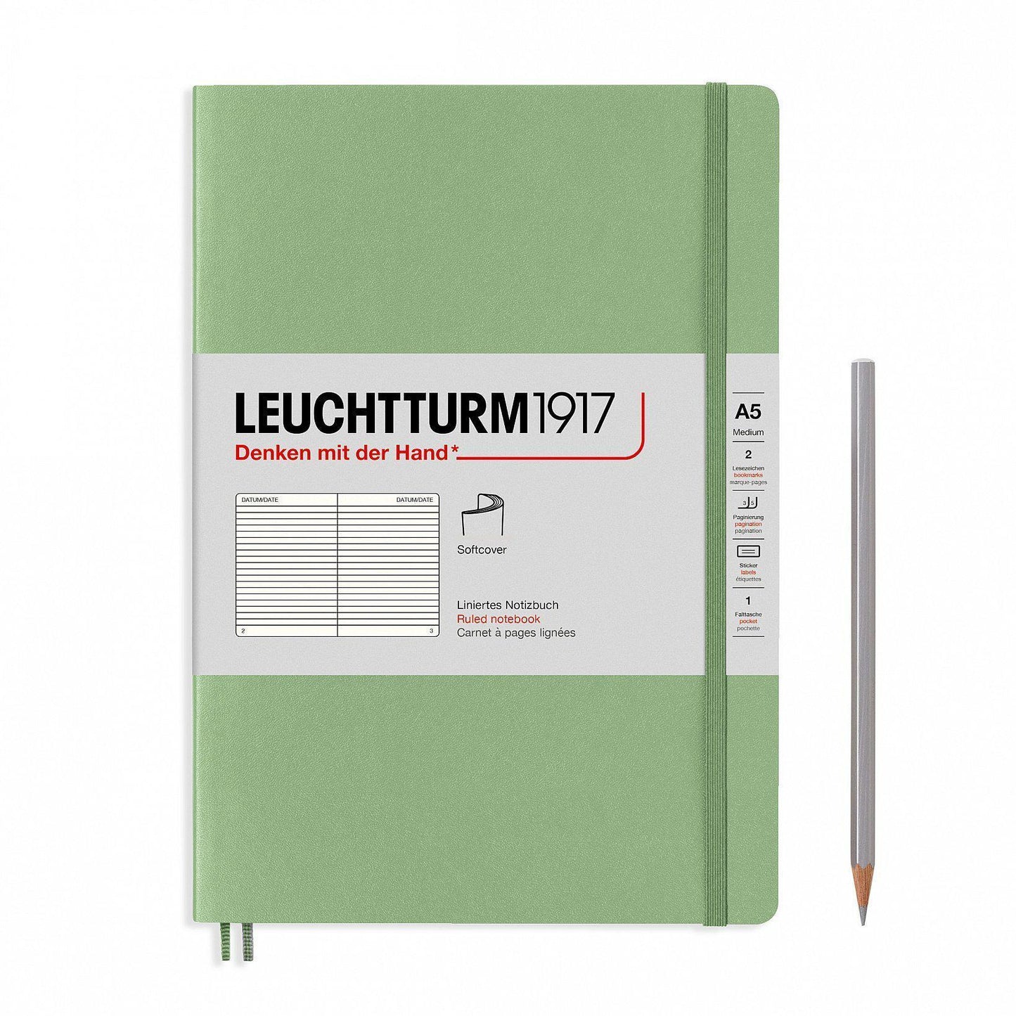 LCHT Carnet A5 Souple Ligné-Carnet-Leuchtturm 1917-Sauge-A5-Ligné-Papeterie du Dôme