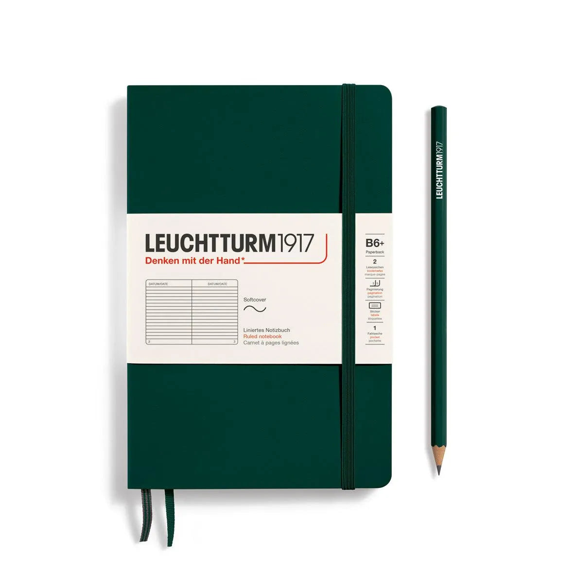 LCHT Carnet B6+ Paperback Souple Ligné-Carnet-Leuchtturm 1917-Forest Green-B6+-Ligné-Papeterie du Dôme