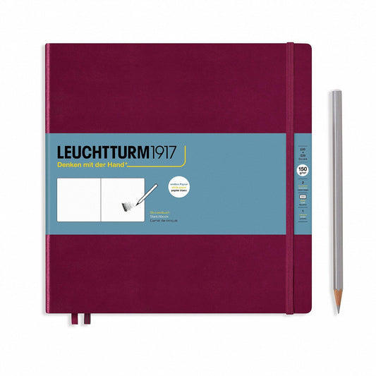 LCHT Carré 255x255 Carnet de Croquis-Carnet-Leuchtturm 1917-Port Red-25 x 25-Blanc-Papeterie du Dôme