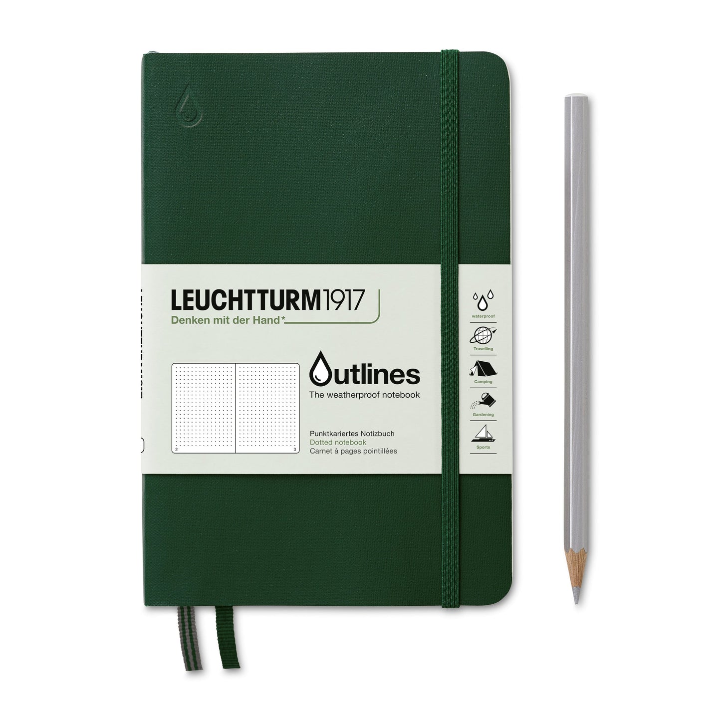 LCHT Outlines Paperback B6+ Souple Dots-Carnet-Leuchtturm 1917-Walden Green-B6+-Dots-Papeterie du Dôme