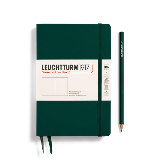 LCHT Paperback B6+ Rigide-Carnet-Leuchtturm 1917-B6+-Forest Green-Blanc-Papeterie du Dôme