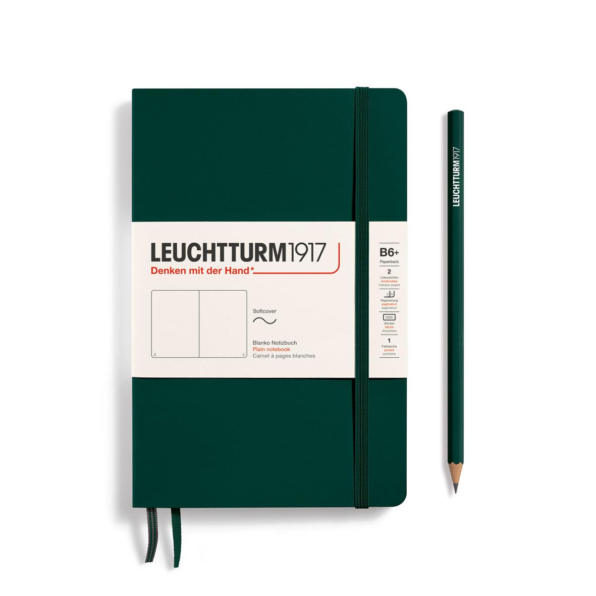 LCHT Paperback B6+ Souple Blanc-Carnet-Leuchtturm 1917-Forest green-B6+-Blanc-Papeterie du Dôme