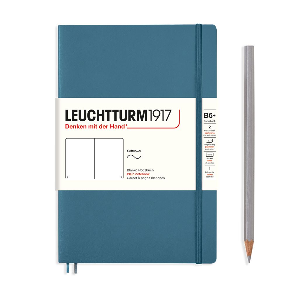 LCHT Paperback B6+ Souple Blanc-Carnet-Leuchtturm 1917-Stone Blue-B6+-Blanc-Papeterie du Dôme