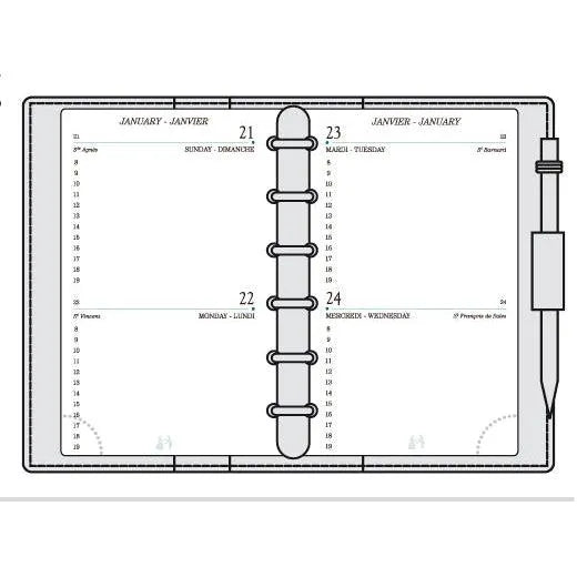 MGN Recharge Agenda AK12R 2Jours/Page Perforée avec Répertoire Mignon-Recharge Agenda-Mignon-Papeterie du Dôme