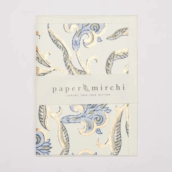 MIR Carte Double-Carterie-Paper Mirchi-Iris Glitz Blue Stone-Papeterie du Dôme