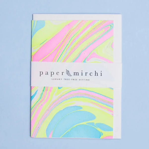 MIR Carte Double Marbre-Carterie-Paper Mirchi-Waves Neon-Papeterie du Dôme