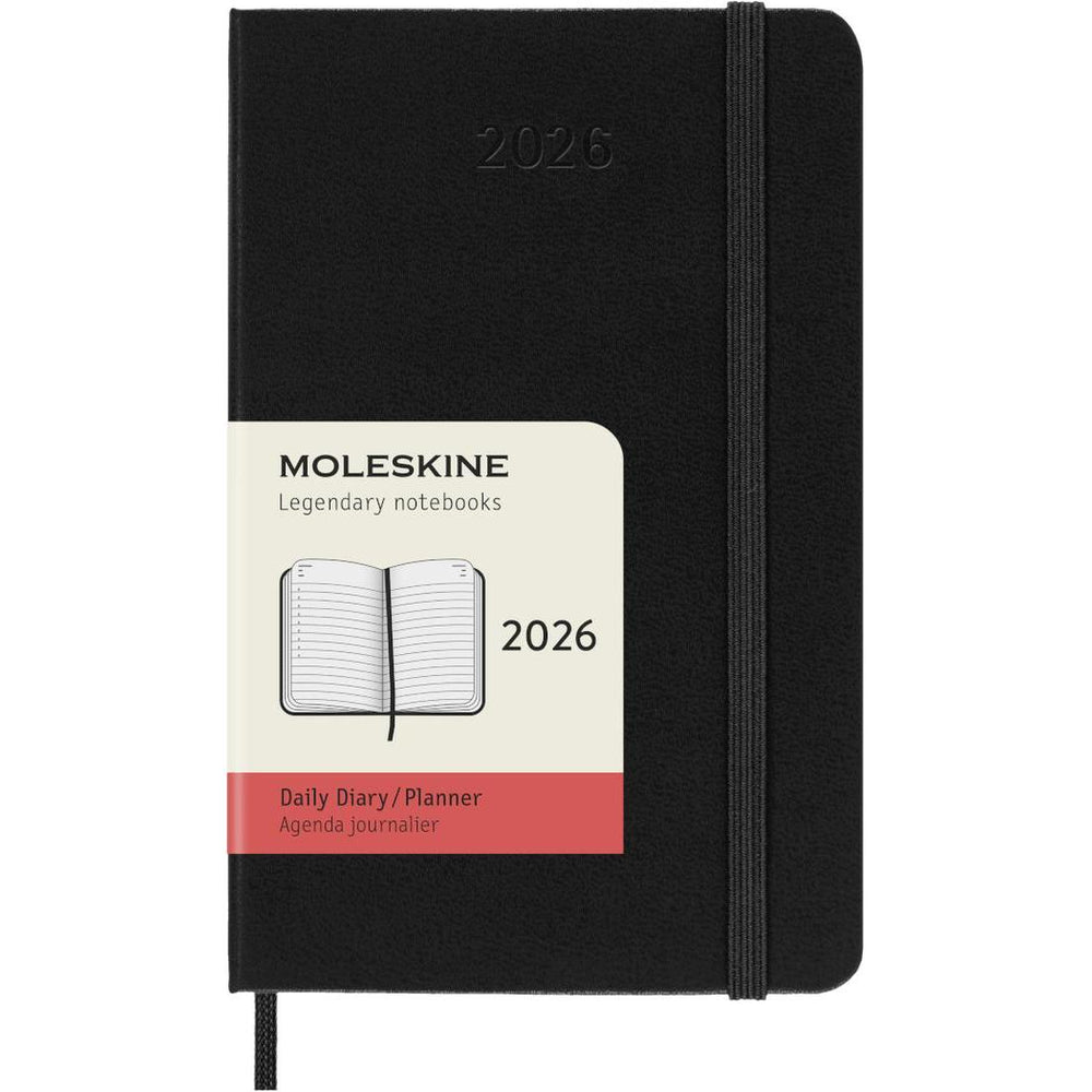MSK Agenda Journalier Rigide 12 mois-Agenda-Moleskine-2026-Noir-Pocket 9x14-Papeterie du Dôme