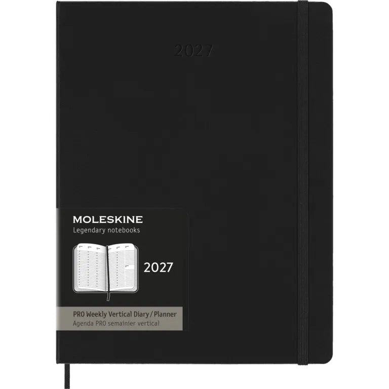MSK Agenda PRO Semainier Vertical Rigide 12 mois-Agenda-Moleskine-2027-Noir-Large 13x21-Papeterie du Dôme
