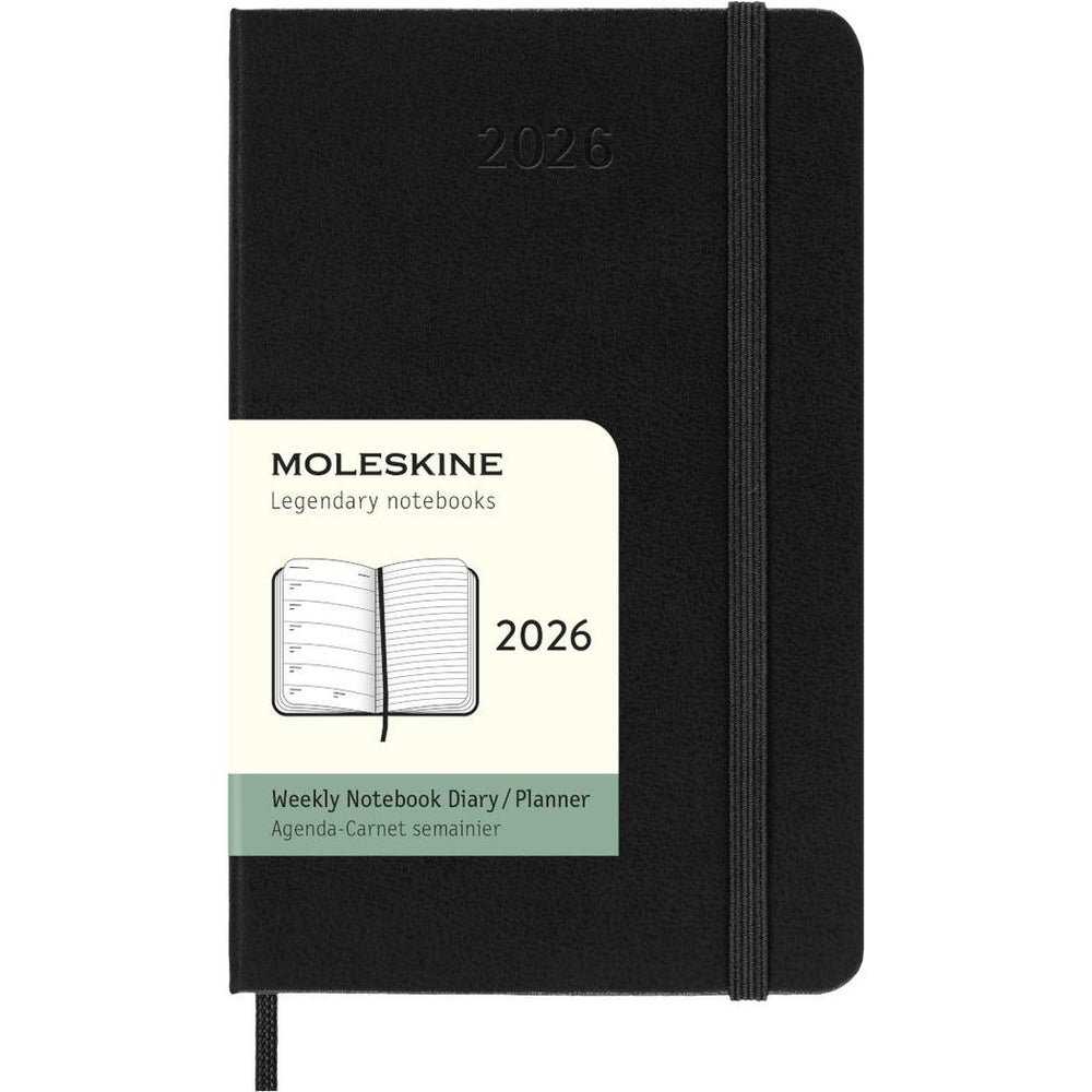 MSK Agenda Semainier & Carnet Rigide 12 mois-Agenda-Moleskine-2026-Noir-Pocket 9x14-Papeterie du Dôme